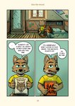 aged_down anthro backpack base_two_layout bed bedroom blockage_(layout) book bottomwear breaking_the_fourth_wall canid canine canis clothed clothing comic dialogue digital_media_(artwork) dreamworks english_text fur furniture hi_res holding_book holding_object horizontal_blockage inside looking_at_viewer male mammal mr._wolf_(the_bad_guys) saran_kit solo speech_bubble talking_to_viewer text the_bad_guys three_frame_image topwear two_row_layout wolf young