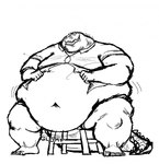 alligator alligatorid anthro belly belly_jiggle belly_overhang big_belly black_and_white button_(fastener) button_pop claws clothed clothing comerboy75 crocodilian dorsal_ridge english_text furniture grin head_ridge hi_res jiggling male monochrome moobs morbidly_obese morbidly_obese_anthro morbidly_obese_male motion_lines navel obese obese_anthro obese_male open_mouth open_smile overweight overweight_anthro overweight_male reptile scales scalie simple_background sitting smile solo sound_effects stool straining_buttons tail tail_ridge teeth text thick_tail thick_thighs toe_claws wardrobe_malfunction white_background