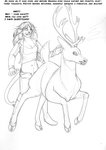 amanda_(tcitw) anthro antlers arania breasts cleavage clothed clothing comic deer dialogue duo english_text felid female feral herm_(lore) hi_res hooves horn keith_(tcitw) lion male mammal midriff monochrome navel pantherine tail tail_tuft text the_cabin_in_the_woods_(arania) tuft