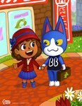 2015 :3 animal_crossing anthro barefoot black_clothing black_shirt black_topwear blue_body blue_boots blue_bottomwear blue_clothing blue_footwear blue_fur blue_skirt boots bottomless bottomwear brown_body brown_hair brown_skin cellulite closed_smile clothed clothing countershade_face countershade_feet countershade_fur countershade_hands countershading daisyein day digital_media_(artwork) domestic_cat duo eyebrows eyelashes featureless_crotch featureless_feet featureless_hands feet felid feline felis female flower footwear fully_clothed fur grass hair hand_holding hat headgear headwear holding_suitcase human male mammal mouth_closed multicolored_body multicolored_fur nintendo outside plant red_clothing red_hat red_headwear red_topwear red_vest shaded shadow shirt shirt_only shoes signature skirt smile soft_shading standing street suit teeth text text_on_clothing text_on_shirt text_on_topwear tom_(animal_crossing) topwear topwear_only two_tone_body two_tone_fur url vest villager_(animal_crossing) watermark white_body white_countershading white_dress_shirt white_fur yellow_sclera