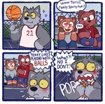 anthro ball basketball_(ball) blush canid canine canis cross-eyed curley_(ohmygoditguppy) derp_eyes dialogue domestic_cat english_text felid feline felis group heart_eyes heart_symbol hi_res male male_anthro mammal no_homo ohmygoditguppy tail terry_(ohmygoditguppy) text trio william_(ohmygoditguppy) wolf