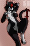 2024 2:3 absurd_res anklet anthro areola artist_logo big_breasts blue_eyes breasts clitoral_hood_piercing colored colored_nails digital_media_(artwork) digitigrade domestic_cat facial_piercing felid feline felis female finger_on_chin fur genital_piercing genitals hair hand_behind_head hand_on_breast hi_res highlights_(coloring) humanoid_genitalia jewelry juniper_(pxlfx69x) logo looking_at_viewer lying mammal nails nipple_piercing nipples nude on_back piercing portrait pxlfx69x raised_leg simple_background smile solo tail teeth_showing three-quarter_portrait tuxedo_cat