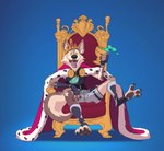 absurd_res canid canine canis chair container crown cup epic_games fortnite furniture greko_the_cat headgear hi_res king male mammal royalty solo throne wendell_(fortnite) wolf