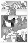 anthro black_and_white border clothed clothing comic conditional_dnp dragon group hi_res human jollyjack male mammal monochrome mythological_creature mythological_scalie mythology robe scalie white_border