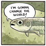 1:1 2018 ambiguous_gender black_text cyprinid cypriniform dialogue english_text falseknees feral fin fish handwritten_text looking_at_viewer marine minnow open_mouth scales solo speech_bubble text traditional_media_(artwork)