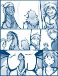 2017 adobe_photoshop_(artwork) anthro blue_and_white canid canine canis clothed clothing comic conditional_dnp digital_media_(artwork) dragon english_text exclamation_point female feral flora_(twokinds) fur group hair hat headgear headwear horn human keidran madam_reni_(twokinds) magic male mammal membrane_(anatomy) membranous_wings mentioned_character monochrome mythological_creature mythological_scalie mythology natani nightcap pain roselyn_(twokinds) scalie size_difference sketch teeth text tom_fischbach trace_legacy twokinds wings wolf zen_(twokinds)