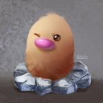 1:1 2016 ambiguous_gender digital_media_(artwork) digital_painting_(artwork) diglett generation_1_pokemon nintendo one_eye_closed pokemon pokemon_(species) solo tsaoshin