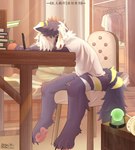 absurd_res anthro bedroom chair furniture hi_res male nner_ear_fluff nrpwccold221 pawpads paws solo