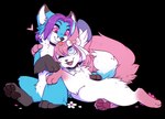 2024 absurd_res alpha_channel blep bloominglynx canid canine cuddling duo eeveelution female feral fox generation_6_pokemon hi_res hug male mammal nintendo nyaaa_foxx pokemon pokemon_(species) smile sylveon sylvie_(sylveonirl) tongue tongue_out