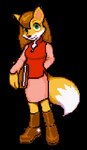 2003 alpha_channel anthro book boots bottomwear breasts canid canine clothed clothing digital_media_(artwork) dipstick_tail female footwear fox frogger fur green_eyes hair holding_object konami leona_(frogger) low_res mammal markings multicolored_body multicolored_fur official_art orange_body orange_fur pixel_(artwork) shoes simple_background smile solo tail tail_markings topwear transparent_background two_tone_body two_tone_fur unknown_artist white_body yellow_body yellow_fur