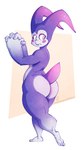 2018 alien anthro big_butt blush bottom_heavy butt cheek_spots femboy head_tails hi_res huge_butt jessie_(lapinbeau) looking_back male multicolored_body multicolored_skin naughtyjester no_fur nude open_mouth pear-shaped_figure pose purple_body purple_skin puwa short_tail simple_background small_tail solo tail tendrils thick_thighs two_tone_body two_tone_skin white_body white_butt white_skin wide_eyed wide_hips yellow_eyes