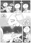 ?_face anon clothed clothing comic dialogue duo ellipsis english_text female generation_1_pokemon greyscale half-closed_eyes hi_res horn human jacket log male mammal monochrome narrowed_eyes nature nidoqueen nintendo open_mouth outside plant pokemon pokemon_(species) queenie_(shoutingisfun) sad shoutingisfun sitting text thought_bubble topwear tree wood