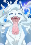 2024 absurd_res alolan_form alolan_ninetales ambiguous_gender aurora_(phenomenon) blue_body blue_eyes blue_fur blue_inner_ear blue_nose blue_sclera blue_tail bodily_fluids canid canine cheek_tuft chest_tuft colored detailed_background dripping facial_tuft fangs feral front_view fur gaping_mouth generation_7_pokemon half-length_portrait head_tuft hi_res inner_ear_fluff kemono looking_at_viewer mammal mouth_shot multi_tail multicolored_body multicolored_ears multicolored_fur multicolored_tail nintendo open_mouth outside pink_tongue pokemon pokemon_(species) portrait pupils quadruped regional_form_(pokemon) saliva saliva_drip saliva_on_tongue saliva_string shaded signature sitting sky solo star starry_sky tail teeth tongue tongue_out tuberosekotoki tuft two_tone_body two_tone_ears two_tone_fur two_tone_tail white_body white_ears white_fur white_inner_ear_fluff white_pupils white_tail