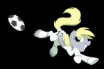 alpha_channel ball blonde_hair derpy_hooves_(mlp) digital_media_(artwork) equid equine feathered_wings feathers female feral friendship_is_magic fur goatanimedatingsim grey_body grey_feathers grey_fur hair hasbro hi_res mammal my_little_pony mythological_creature mythological_equine mythology pegasus shin_guards smile soccer soccer_ball solo sport wings yellow_eyes