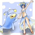 1:1 alternate_species blue_hair brown_eyes clothing cosplay costume dress duo female feral fish generation_2_pokemon hair human humanized lanturn low_res mammal marine nintendo pokemon pokemon_(species) pokemon_costume ranphafranboise