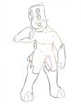 anthro anthrofied bastiodon erection fossil_pokemon generation_4_pokemon genitals hi_res horn looking_at_viewer male monochrome nintendo nude penis pokemon pokemon_(species) posexe simple_background smile solo white_background