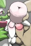 2:3 absurd_res balls balls_touching bodily_fluids clothing faceless_character faceless_male frottage gardevoir generation_3_pokemon genital_fluids genitals green_clothing green_hair hair hi_res holding_object holding_penetrable_sex_toy holding_sex_toy human imminent_masturbation long_penis male male/male mammal nintendo nude penetrable_sex_toy penile penis pokemon pokemon_(species) precum sex sex_toy vulapa white_body