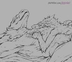 2023 2d_animation animated anthro anthro_on_anthro biped chest_rub cuddling digital_media_(artwork) dinosaur furred_dinosaur greyscale hand_on_back hand_on_chest klongi larger_male lying lying_on_another male male/male monochrome muscular muscular_anthro muscular_male nanuqsaurus on_back prehistoric_species reptile scalie short_playtime size_difference smaller_male smile theropod tyrannosaurid tyrannosauroid