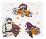 angoramon anthro bandai_namco brown_hair clothing costume digimon digimon_(species) digimon_ghost_game english_text espimon female fur gammamon group hair hair_over_eyes halloween halloween_costume hat headgear headwear hi_res hiro_amanokawa holidays human humanoid jellymon kiyoshiro_higashimitarai lagomorph leporid long_ears male mammal mummy_costume mummy_wrappings pirate_hat ponytail_ears rabbit randomlyrab ruri_tsukiyono tentacles text white_body wings witch_hat yellow_body yellow_fur