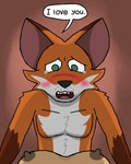 1940s 4:5 absurd_res annabelle_o'malley anthro blush bodily_fluids breasts canid canine comic crying dialogue duo female female_pov first_person_view fox hi_res male male/female mammal myaxy nipples nude pecs snout tears tears_of_joy terrence_grant text