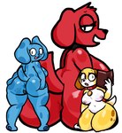 2023 anthro anus big_butt black_collar black_nose blue's_clues blue_(blue's_clues) blue_body blue_eyes blue_markings blue_nose book breasts brown_ears butt canid canine canis clifford_(clifford_the_big_red_dog) clifford_the_big_red_dog collar crossgender digital_drawing_(artwork) digital_media_(artwork) domestic_dog eyebrows eyelashes female floppy_ears genitals group hand_on_butt hand_on_own_butt hi_res holding_book holding_object kneeling lewdewott looking_at_viewer looking_back looking_back_at_viewer mammal markings martha_lorraine martha_speaks narrowed_eyes navel nickelodeon nipples open_mouth pussy raised_eyebrows raised_tail rear_view red_body red_collar simple_background sitting size_difference spread_legs spreading standing tail thick_thighs tiptoes trio white_background yellow_body