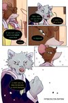 2:3 bastriw canid canine canis clothing comic dialogue english_text fran_(bastriw) green_eyes hi_res male mammal murid murine nico_(bastriw) rat rodent simple_background text towel url white_background wolf