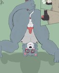 absurd_res anthro ass_up blush bodily_fluids breath canid canine canis dave_(password) duo genital_fluids hi_res humanoid hyena male male/male mammal masturbation password_(visual_novel) precum raised_tail redsinity tail tyson_(password) wolf