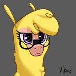 1:1 alpaca camelid eyelashes eyewear female feral frown fur grey_background hi_res hitsuji mammal paprika_paca_(tfh) purple_eyes serious serious_face simple_background solo them's_fightin'_herds wool_(fur)