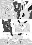 absurd_res ambiguous_gender black_and_white comic cute_fangs dialogue dipstick_tail dokuase duo ear_markings eevee eeveelution english_text facial_markings fangs feral forehead_markings fur generation_1_pokemon generation_2_pokemon grass greyscale happy hard_translated head_markings hi_res japanese_text leg_markings markings monochrome multicolored_body multicolored_fur neck_tuft nintendo open_mouth open_smile partially_submerged plant playful pointy_speech_bubble pokemon pokemon_(species) right_to_left ring_(marking) river rock simple_background smile speech_bubble standing_in_water surprise tail tail_markings teeth text third-party_edit translated translation_edit tuft two_tone_body two_tone_fur umbreon white_background yelling