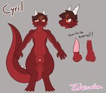 2023 absurd_res anthro artist_name big_tail claws colored cyril_(deltravok) digital_drawing_(artwork) digital_media_(artwork) dragon finger_claws foreskin genitals glans hair hi_res humanoid_genitalia humanoid_penis male model_sheet mythological_creature mythological_scalie mythology orange_eyes penis scalie signature solo standing tail tapering_penis unretracted_foreskin zakiredlight