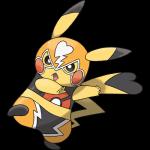 1:1 alpha_channel cleft_tail clothing cosplay_pikachu_(character) cosplay_pikachu_(costume) female feral fur generation_1_pokemon hi_res ken_sugimori mammal mask midriff nintendo official_art pikachu pikachu_libre pokemon pokemon_(species) rodent solo tail yellow_body yellow_fur