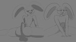 absurd_res ambiguous_gender anthro duo front_and_back hi_res hot_dogging lagomorph leporid long_ears mammal monochrome nacht_kern rabbit sex simple_background sketch