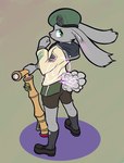 absurd_res anthro bamboozler bavillabunn3 clothed clothing colored digital_media_(artwork) headgear headwear hi_res lagomorph leporid looking_at_viewer male mammal nintendo pose rabbit simple_background solo splatoon wyviryn