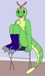 aaron_amethyst absurd_res anthro blep camo caterpie chance_(aaron_amethyst) clothing cross footwear footwear_only generation_1_pokemon green_sclera hi_res jewelry looking_at_viewer male mostly_nude necklace nintendo nude_male pokemon pokemon_(species) purple_clothing purple_footwear purple_socks sitting sock_fetish socks socks_only solo tongue tongue_out