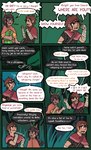 cape clothing comic dialogue english_text folicoatl furufoo hair hi_res human jacqueline_(furufoo) luiz_(furufoo) mammal mask ponytail text the_folicoatl_handbook