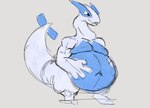 absurd_res anthro generation_2_pokemon hi_res legendary_pokemon lugia male nintendo organs overweight overweight_anthro overweight_male pokemon pokemon_(species) sergal_mowgli solo stomach tail thick_tail