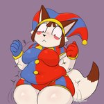 Rating: q
ID: 5392065
Date: 2025-02-23 06:23:50 -0500
Status: active
Score: 62
1:1 2023 4_fingers anthro anthrofied artist_name belly big_belly big_breasts big_tail black_eyes black_nose blush blush_stickers breasts brown_ears brown_hair brown_tail_tip clothing digital_media_(artwork) dipstick_tail eyebrows female fingers fool's_hat fur glitch_productions hair hat headgear headwear hi_res huge_thighs jester jester_outfit looking_down_at_self mammal mangosour markings overweight overweight_anthro overweight_female pomni_(tadc) purple_background simple_background solo tail tail_markings text the_amazing_digital_circus thick_thighs thigh_blush two_tone_tail weight_gain white_body white_fur white_tail worried post #5392065