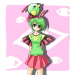 1:1 alternate_species black_eyes clothing cosplay costume duo female feral generation_2_pokemon green_hair hair human humanized low_res mammal natu nintendo pokemon pokemon_(species) pokemon_costume ranphafranboise