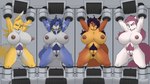 absurd_res anal anal_hair anthro areola arms_above_head arms_tied bandai_namco bdsm big_breasts big_nipples black_eyes black_nose blue_body blue_fur blue_hair bondage bound breasts bucky_o'hare_(series) canid canine carmelita_fox dadoradefit digimon digimon_(species) digital_drawing_(artwork) digital_media_(artwork) ear_piercing ear_ring felid feline female fox fur genitals group hair heart_symbol hi_res huge_breasts jenny_(bucky_o'hare) krystal_(star_fox) legs_tied love machine mammal nintendo nipples orange_body orange_fur piercing pink_areola pink_hair pink_nipples pubes purple_hair pussy renamon ring_piercing sex sly_cooper_(series) sony_corporation sony_interactive_entertainment star_fox sucker_punch_productions teeth white_body white_eyes white_fur yellow_body yellow_fur