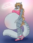 3:4 ajna anthro belly big_belly big_breasts breasts cleavage clothed clothing domestic_cat felid feline felis female hi_res huge_belly hyper hyper_belly hyper_pregnancy mammal mayternity nipples overdue pinup pose pregnant pregnant_anthro pregnant_female tail