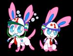 :3 alpha_channel ambiguous_gender clothing crossover eeveelution feral generation_6_pokemon hat headgear headwear meme nickelodeon nintendo number_on_hat pokemon pokemon_(species) robosylveon simple_background smile soda_drinking_hat solo spongebob_squarepants sylveon transparent_background