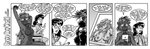 2020 anthro areola armadillo brave_new_world_(style_wager) breasts clothing comic duo english_text eyewear female freckles furniture glasses hat hat_only headgear headgear_only headwear headwear_only holding_tablet human jaque_smith mammal monochrome mostly_nude nipples nude porcupine raised_arm rodent simple_background sitting style_wager suit table tanya_quille text tina_(avencri) tina_of_the_south xenarthran