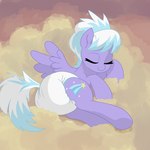 1:1 blue_hair blue_tail clothed clothing cloud cloud_chaser_(mlp) diaper diaper_fetish diaper_only equid equine eyes_closed female feral friendship_is_magic hair hasbro hi_res mammal multicolored_hair my_little_pony mythological_creature mythological_equine mythology nineplusten pegasus purple_body sleeping solo tail topless two_tone_hair two_tone_tail wearing_diaper white_diaper white_tail wings