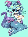 Rating: q
ID: 5040272
Date: 2024-09-09 20:43:17 -0400
Status: active
Score: 43
2024 anthro big_breasts bikini blue_background blue_body blue_hair bodily_fluids breasts clothing countershading cyan_background digital_media_(artwork) english_text eyelashes feet female female_anthro full-length_portrait hair hi_res horn navel pawpads pink_pawpads portrait purple_horn simple_background slugbox small_waist species_request string_bikini sweat swimwear swimwear_only tail text toes two-piece_swimsuit post #5040272