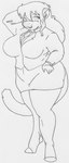 2009 anthro big_breasts big_butt bottomwear breast_expansion breasts businesswear butt clothed clothing danellz expansion felid female hair hand_behind_head hand_on_hip kathy_(danellz) legwear lion mammal monochrome necktie office_clothing open_mouth overweight overweight_anthro overweight_female pantherine sketch skirt solo stockings thick_thighs traditional_media_(artwork) weight_gain