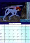 anklet breasts calendar calendar_graphic demona_(gargoyles) digitigrade disney fab3716 february_(month) female gargoyles genitals humanoid irl_trace jewelry membrane_(anatomy) membranous_wings night nipples nude pinup pose pussy solo water waterfall wings