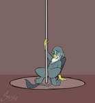 animated avian dancing female feral friendship_is_magic gabby_(mlp) genitals grin grinding gryphon hasbro my_little_pony mythological_avian mythological_creature mythology pole pole_dancing pussy short_playtime smile solo sombird stripper_pole teats