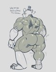 anthro back_muscles backsack balls bear butt confusion dialogue english_text five_nights_at_freddy's five_nights_at_freddy's:_security_breach five_nights_at_freddy's_3 genitals glamrock_freddy growth growth_lines hi_res lagomorph leporid machine male mammal muscle_growth muscular muscular_male null null_bulge oblivious rabbit robot rotting_flesh scottgames solo springtrap_(fnaf) steel_wool_studios swelling text tiburalgo transformation unaware unaware_transformation undead zombie