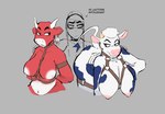 bovid bovine capt_woomy cattle dragon female group hi_res lactaid lactaid_cow mammal mascot mythological_creature mythological_scalie mythology scalie the_laughing_cow trio