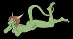 2024 alpha_channel breasts brown_hair claws eyebrows female green_body green_breasts green_tail hair kittydee long_ears long_tail looking_at_viewer narrowed_eyes nipples nude nude_anthro nude_female pink_nipples raised_eyebrow raised_tail solo spots tail unknown_species